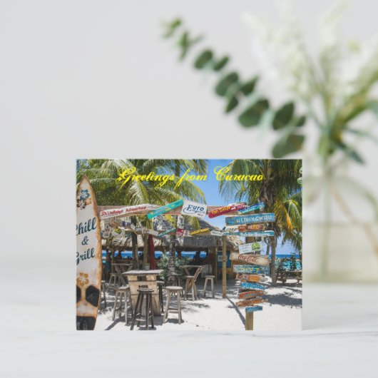 Postcard Greetings from Curacao ポストカード (スタンド正面)