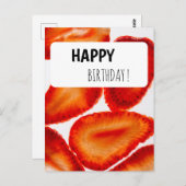 Postcard Happy Birthday Erdbeeren modern Look ポストカード (正面/裏面)