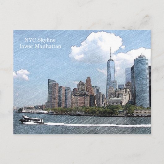 POSTCARD NYC SKYLINE lower Manhattan ポストカード (正面)