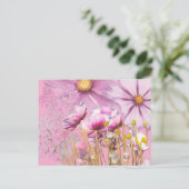 Postcard Postkarte Blumen, rosa ポストカード (スタンド正面)