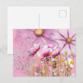 Postcard Postkarte Blumen, rosa ポストカード (正面/裏面)