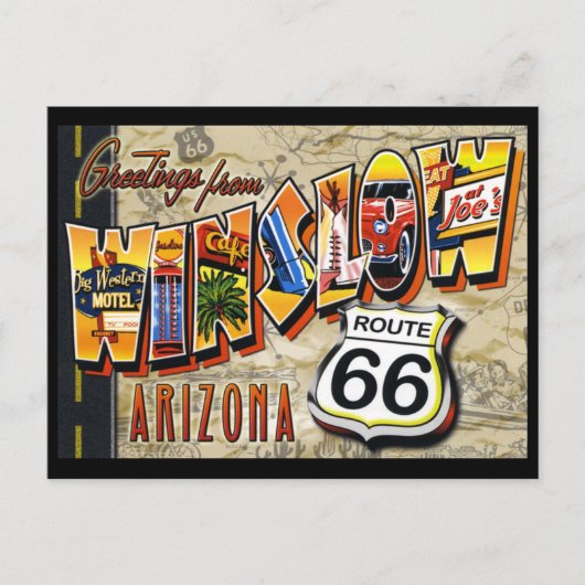 Postcard Route 66 Greetings Vintage ポストカード (正面)