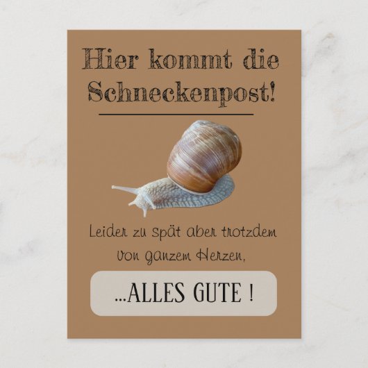 Postcard Schnecke symbolisch Nachträgliche Grüße ポストカード (正面)