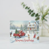 Postcard Season’s Greetings Christmas Watercolor シーズンポストカード (スタンド正面)