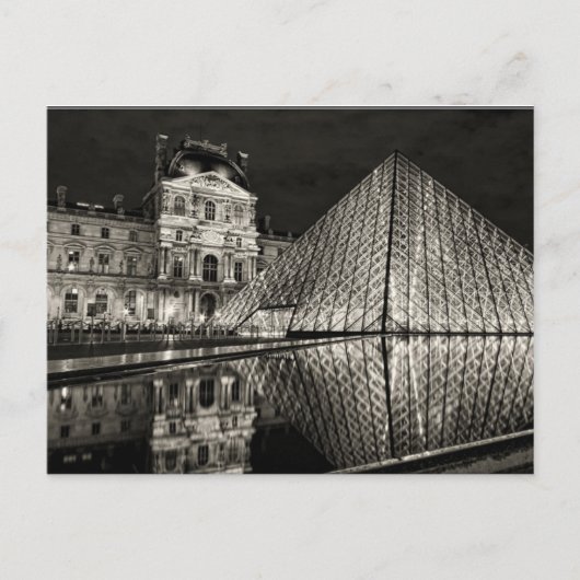 Postcard The Louvre Pyramid In Black / White Paris ポストカード (正面)