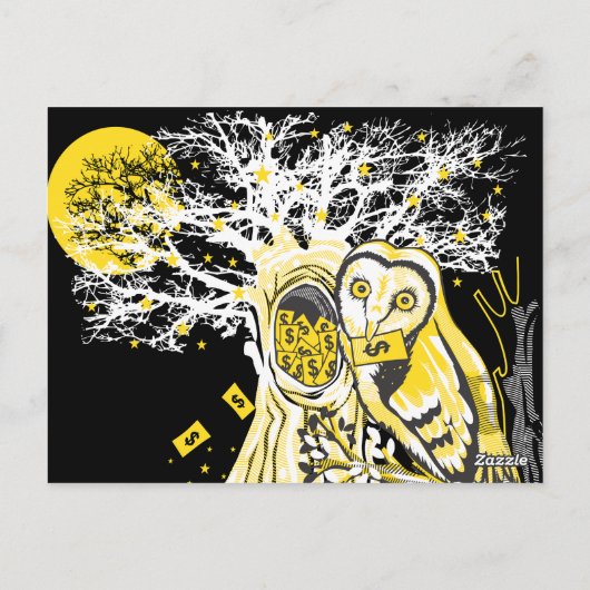 Postcard – Urban Tree Owl & Wealth Surreal Pop-Art ポストカード (裏面)