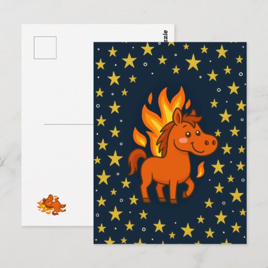 Postcard with a red horses ポストカード (正面/裏面)