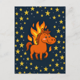 Postcard with a red horses ポストカード