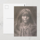 Postcard with Drawing of Native American Child  ポストカード (正面/裏面)