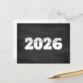 Postcard with text of 2026 on chalkboard. New year シーズンポストカード