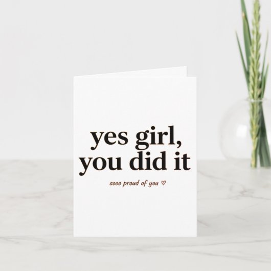 Postcard yes Girl you did it, gift card graduation カード (正面)