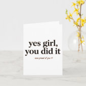 Postcard yes Girl you did it, gift card graduation カード (黄色い花)