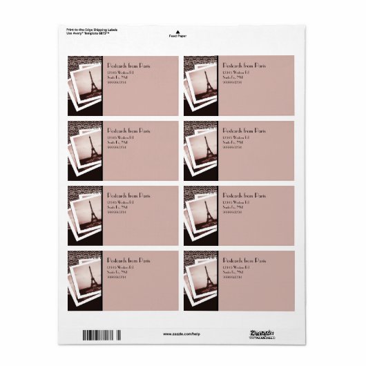 Postcards from Paris Return Address Labels ラベル (フルシート)