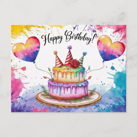 Postcards Happy Birthday Gateau 03 ポストカード (正面)