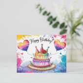 Postcards Happy Birthday Gateau 03 ポストカード (スタンド正面)