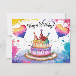 Postcards Happy Birthday Gateau 03 ポストカード
