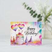 Postcards Happy Birthday Gateau 04 ポストカード (スタンド正面)