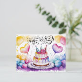 Postcards Happy Birthday Gateau 05 ポストカード (スタンド正面)