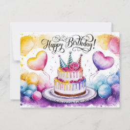 Postcards Happy Birthday Gateau 05 ポストカード