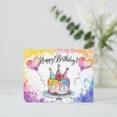 Postcards Happy Birthday Gateau 08 ポストカード (スタンド正面)
