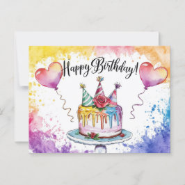 Postcards Happy Birthday Gateau 08 ポストカード