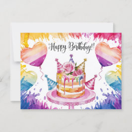 Postcards Happy Birthday Gateau 09 ポストカード