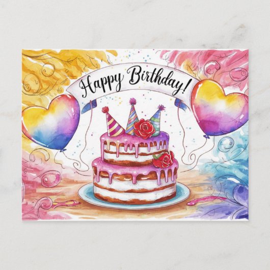 Postcards Happy Birthday Gateau 10 ポストカード (正面)