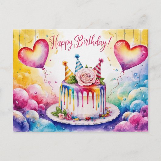 Postcards Happy Birthday Gateau 11 ポストカード (正面)