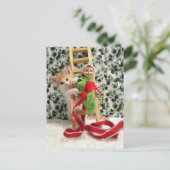 Postcrossing – アニー・ザ・ネコとクリスマス小妖精や小人 ポストカード (スタンド正面)