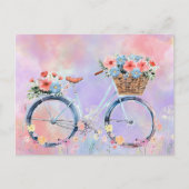 Postcrossing - パステルカラーの花と自転車 シーズンポストカード (正面)