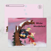 Postcrossing - 冬の不思議の国 子供用ブランコ ポストカード (正面/裏面)