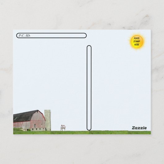 Postcrossing – 古い赤い納屋とサイロのはがき ポストカード (裏面)