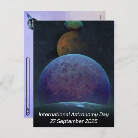 Postcrossing Astronomy国際的 Day – 惑星 シーズンポストカード (正面/裏面)