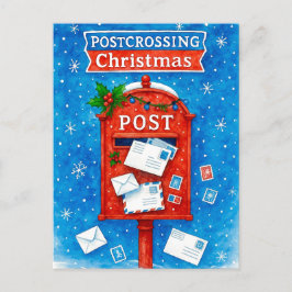 Postcrossing Christmas Watercolor Mailbox Postcard シーズンポストカード