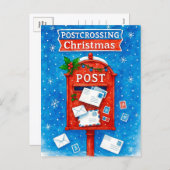 Postcrossing Christmas Watercolor Mailbox Postcard シーズンポストカード (正面/裏面)