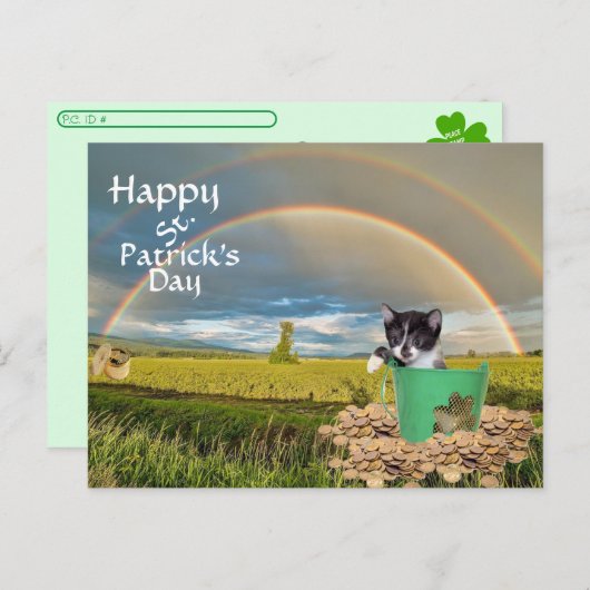 Postcrossing - Foxi Moxi Cat's St. Patrick's Day ポストカード (正面/裏面)