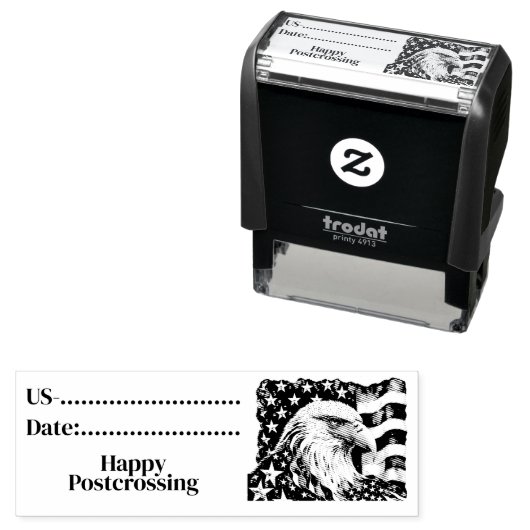 Postcrossing ID USA, USA Eagleデザイン, セルフインキングスタンプ (インサイチュ)