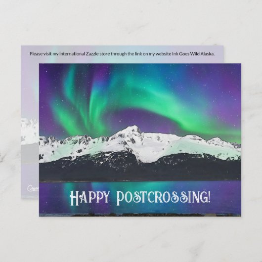 Postcrossing Northern Lights 1 – はがき (正面/裏面)