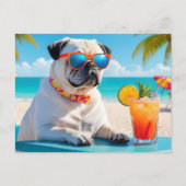 Postcrossing Pug in Paradise Postcard シーズンポストカード (正面)