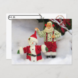 Postcrossing - Santaが雪だるま葉書を作成 ポストカード