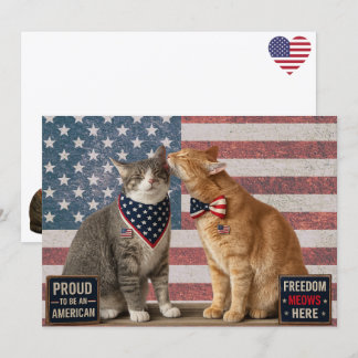 Postcrossing - USAパトリオットキャッツ フラットカード サンキューカード