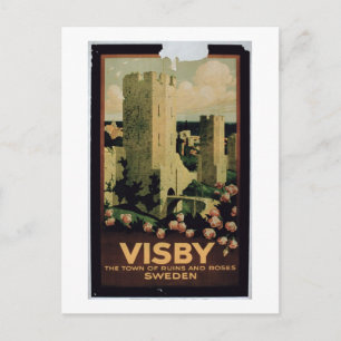Poster'広告's the town of Visby，スウェーデン(colo) ポストカード