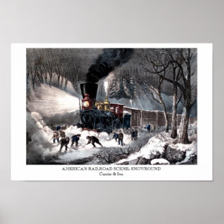 POSTER – アメリカ鉄道シーン:雪 ポスター