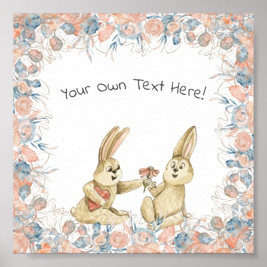 Poster (15,2 x 15,2cm) - Two Rabbits ポスター (正面)