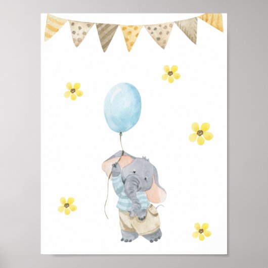 Poster 21.6x27.9cm - Little Elephant With Balloon ポスター (正面)
