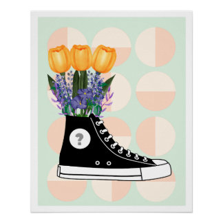 Poster aesthetic sneaker flowers soft grunge vibe ポスター