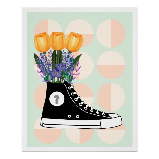 Poster aesthetic sneaker flowers soft grunge vibe ポスター (正面)