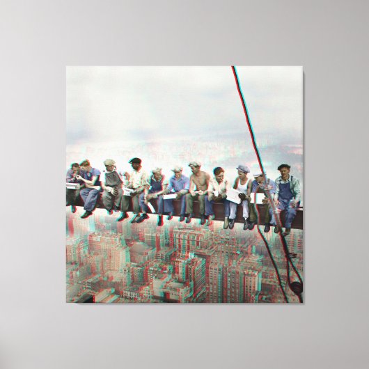 Poster Anaglyph 3D- Lunch atop Skyscraper New York キャンバスプリント (正面)