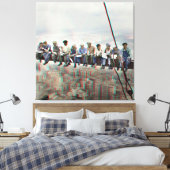 Poster Anaglyph 3D- Lunch atop Skyscraper New York キャンバスプリント (インサイチュ (寝室))