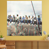 Poster Anaglyph 3D- Lunch atop Skyscraper New York キャンバスプリント (インサイチュ (リビング))